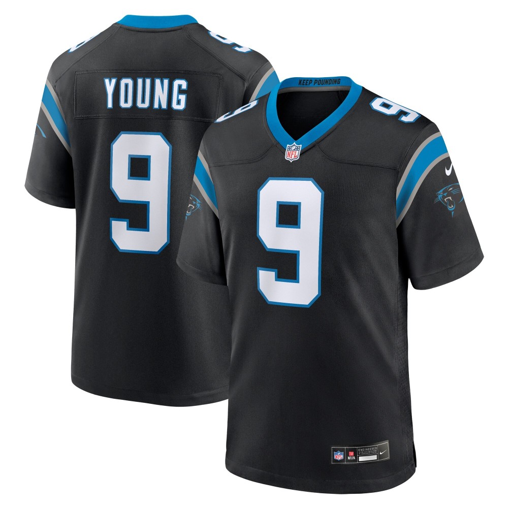 Men's Carolina Panthers Bryce Young Number 9 Nike Black Team Game Jersey