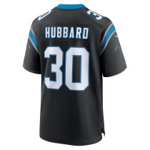 Men's Carolina Panthers Chuba Hubbard Number 30 Nike Black Team Game Jersey