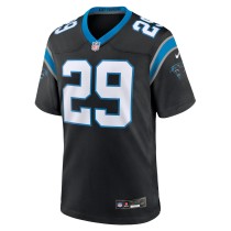 Men's Carolina Panthers D'Shawn Jamison Number 29 Nike Black Team Game Jersey