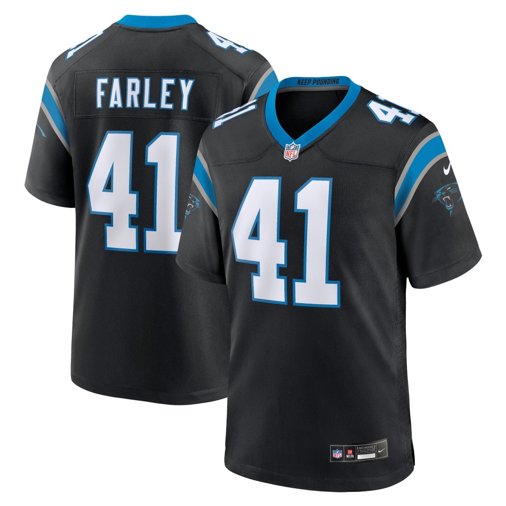 Men's Carolina Panthers Matthias Farley Number 41 Nike Black Game Jersey