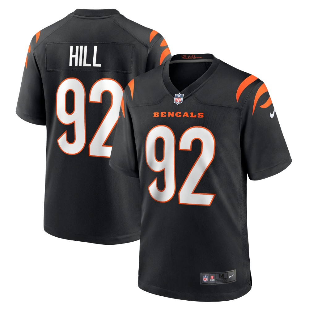 Men's Cincinnati Bengals B.J. Hill Number 92 Nike Black Game Jersey