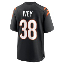 Men's Cincinnati Bengals DJ Ivey Number 38 Nike Black Team Game Jersey