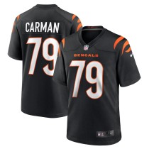 Men's Cincinnati Bengals Jackson Carman Number 79 Nike Black Game Jersey