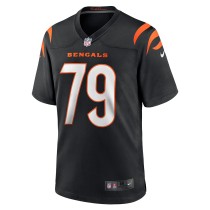 Men's Cincinnati Bengals Jackson Carman Number 79 Nike Black Game Jersey