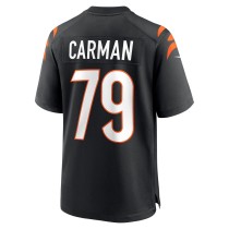 Men's Cincinnati Bengals Jackson Carman Number 79 Nike Black Game Jersey