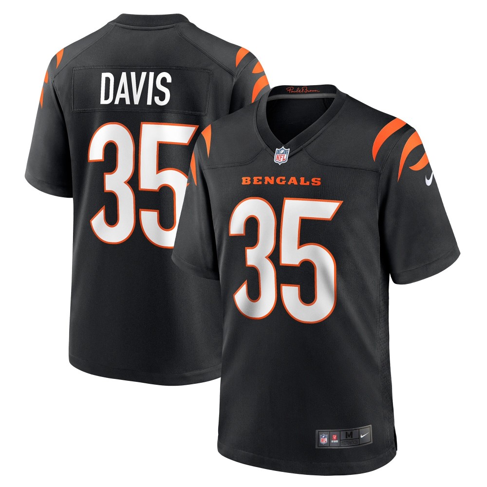 Men's Cincinnati Bengals Jalen Davis Number 35 Nike Black Game Player Jersey