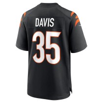 Men's Cincinnati Bengals Jalen Davis Number 35 Nike Black Game Player Jersey