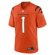 Men's Cincinnati Bengals Ja'Marr Chase Number 1 Nike Orange Game Jersey