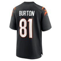 Men's Cincinnati Bengals Jermaine Burton Number 81 Nike Black Game Jersey