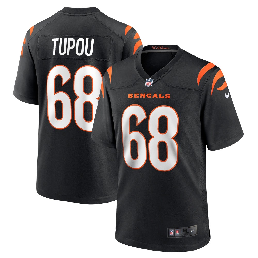 Men's Cincinnati Bengals Josh Tupou Number 68 Nike Black Game Player Jersey