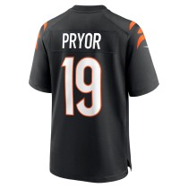 Men's Cincinnati Bengals Kendric Pryor Number 19 Nike Black Game Jersey