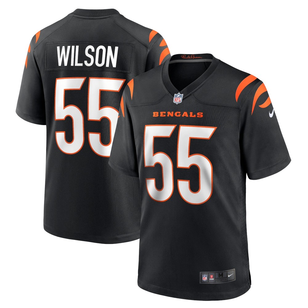 Men's Cincinnati Bengals Logan Wilson Number 55 Nike Black Game Jersey