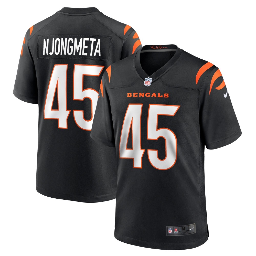 Men's Cincinnati Bengals Maema Njongmeta Number 45 Nike Black Game Jersey