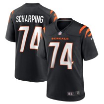 Men's Cincinnati Bengals Max Scharping Number 74 Nike Black Game Player Jersey