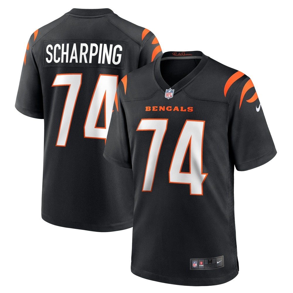 Men's Cincinnati Bengals Max Scharping Number 74 Nike Black Game Player Jersey