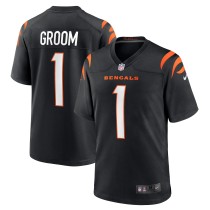 Men's Cincinnati Bengals Groom Number 1 Nike Black Game Jersey