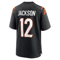 Men's Cincinnati Bengals Shedrick Jackson Number 12 Nike Black Team Game Jersey