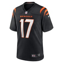 Men's Cincinnati Bengals Stanley Morgan Number 17 Nike Black Player Game Jersey