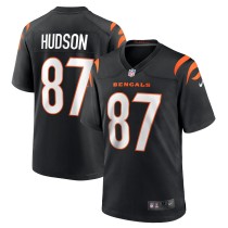 Men's Cincinnati Bengals Tanner Hudson Number 87 Nike Black Home Game Player Jersey