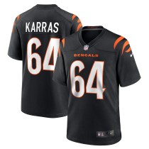 Men's Cincinnati Bengals Ted Karras Number 64 Nike Black Game Player Jersey