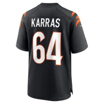 Men's Cincinnati Bengals Ted Karras Number 64 Nike Black Game Player Jersey