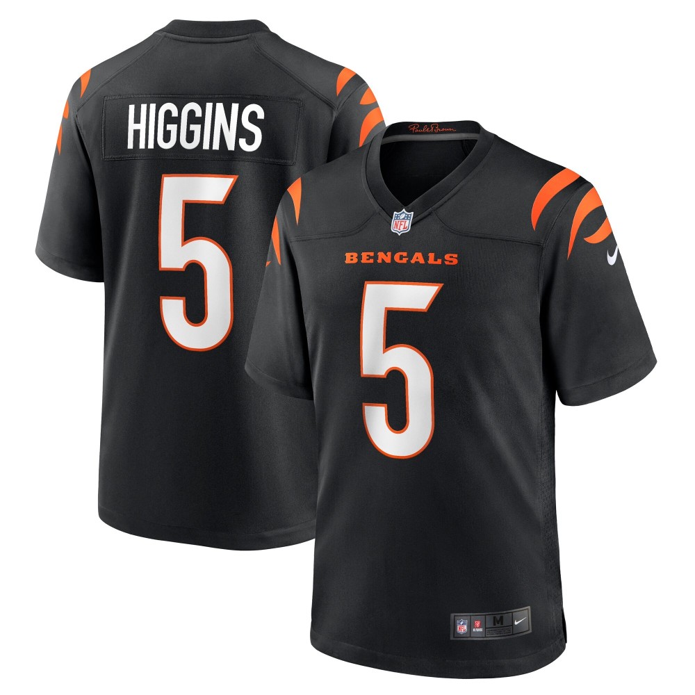 Men's Cincinnati Bengals Tee Higgins Number 5 Nike Black Game Player Jersey