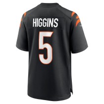 Men's Cincinnati Bengals Tee Higgins Number 5 Nike Black Game Player Jersey