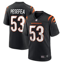 Men's Cincinnati Bengals TJ Pesefea Number 53 Nike Black Team Game Jersey