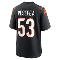 Men's Cincinnati Bengals TJ Pesefea Number 53 Nike Black Team Game Jersey