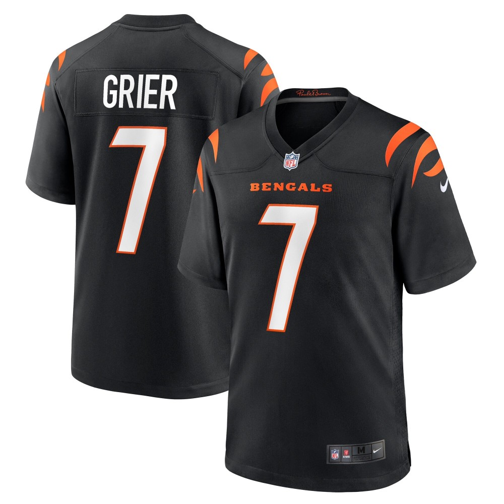 Men's Cincinnati Bengals Will Grier Number 7 Nike Black Team Game Jersey