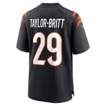 Men's Cincinnati Bengals Cam Taylor-Britt Number 29 Nike Black Alternate Game Jersey