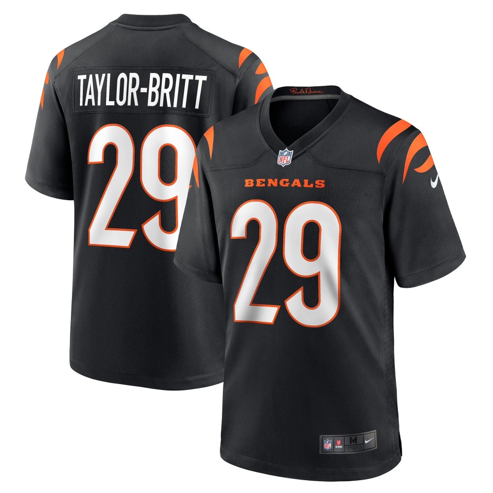 Men's Cincinnati Bengals Cam Taylor-Britt Number 29 Nike Black Alternate Game Jersey