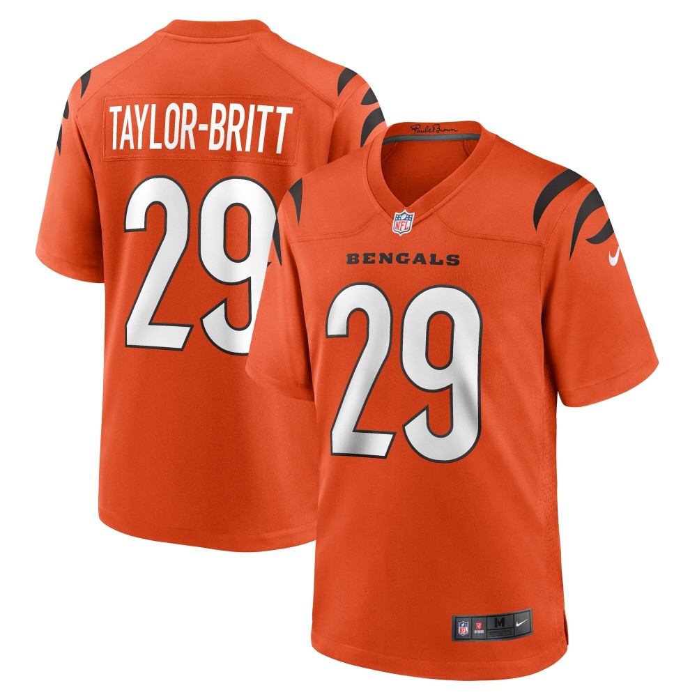 Men's Cincinnati Bengals Cam Taylor-Britt Number 29 Nike Orange Alternate Game Jersey