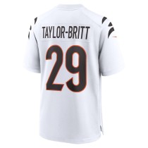 Men's Cincinnati Bengals Cam Taylor-Britt Number 29 Nike White Alternate Game Jersey