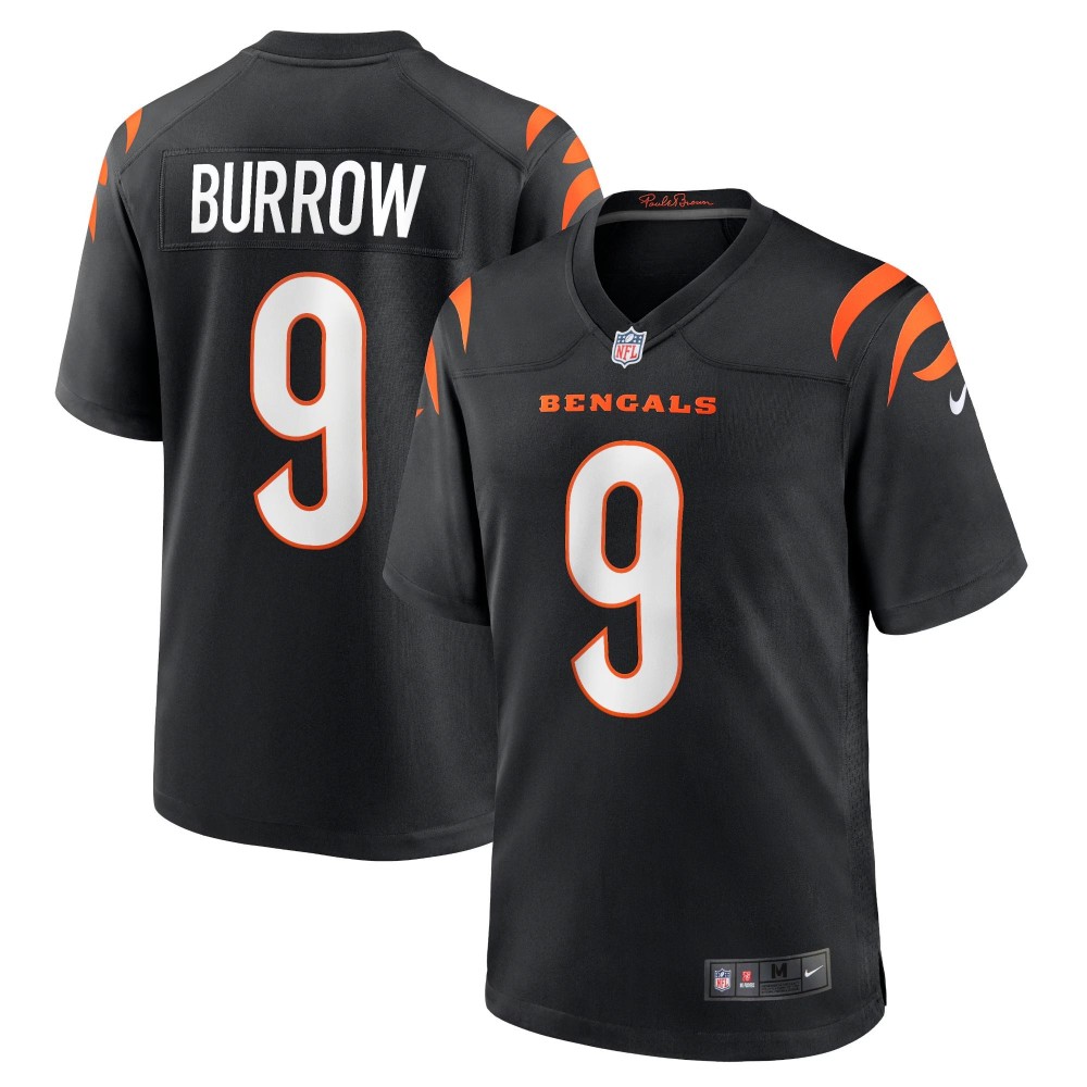 Men's Cincinnati Bengals Joe Burrow Number 9 Nike Black Player Game Jersey