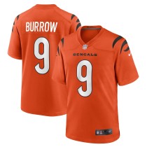 Men's Cincinnati Bengals Joe Burrow Number 9 Nike Orange Player Game Jersey