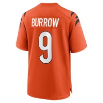 Men's Cincinnati Bengals Joe Burrow Number 9 Nike Orange Player Game Jersey