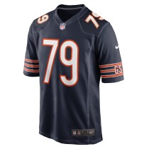 Men's Chicago Bears Austen Pleasants Number 79 Nike Navy Game Jersey