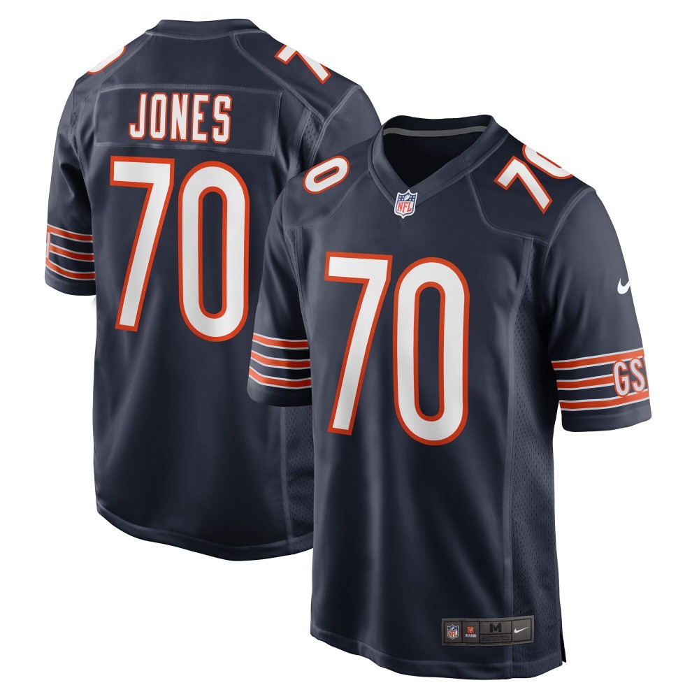 Men's Chicago Bears Braxton Jones Number 70 Nike Navy Game Player Jersey