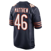 Men's Chicago Bears Christian Matthew Number 46 Nike Navy Game Jersey