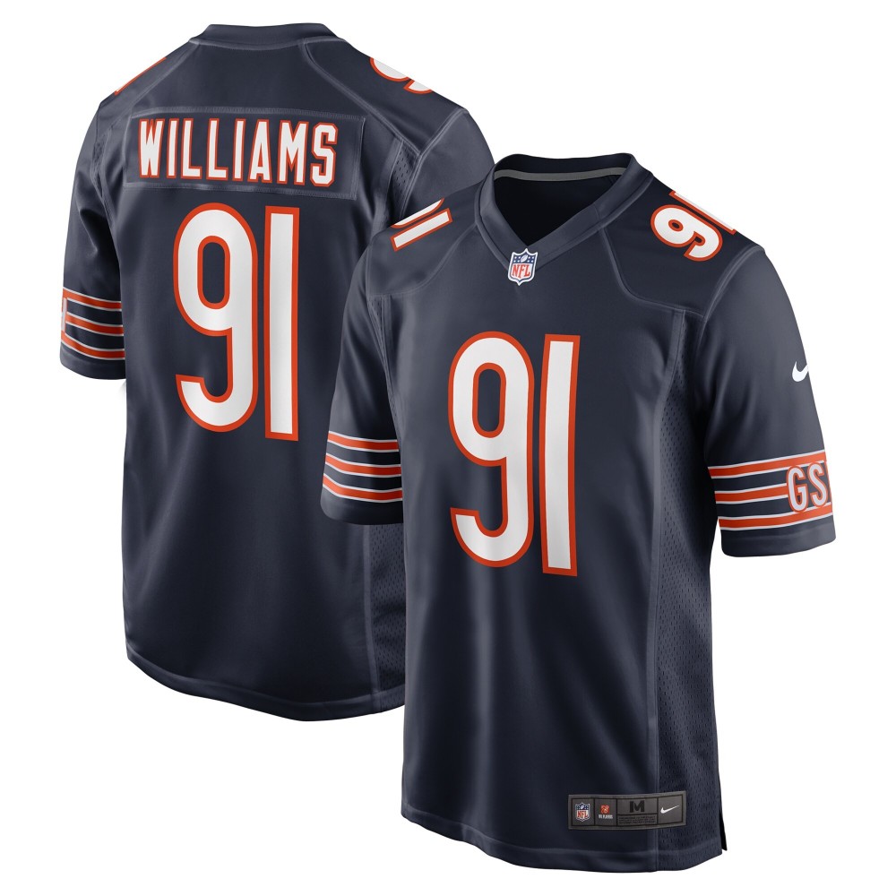 Men's Chicago Bears Chris Williams Number 91 Nike Navy Game Jersey