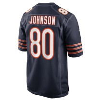 Men's Chicago Bears Collin Johnson Number 80 Nike Navy Game Jersey