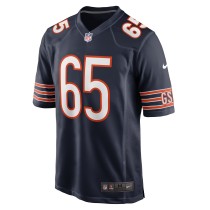 Men's Chicago Bears Coleman Shelton Number 65 Nike Navy Game Jersey