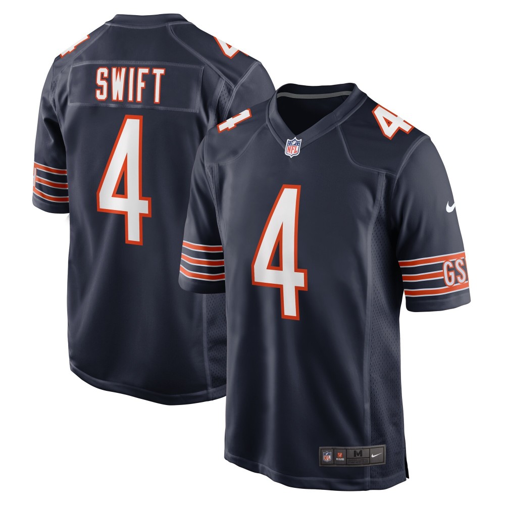 Men's Chicago Bears D'Andre Swift Number 4 Nike Navy Game Jersey