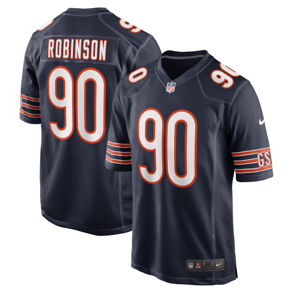 Men's Chicago Bears Dominique Robinson Number 90 Nike Navy Game Jersey