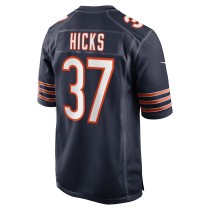 Men's Chicago Bears Elijah Hicks Number 37 Nike Navy Game Player Jersey