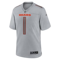 Men's Chicago Bears Justin Fields Number 1 Nike Gray Atmosphere Fashion Game Jersey