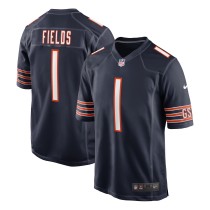 Men's Chicago Bears Justin Fields Number 1 Nike Navy Game Jersey