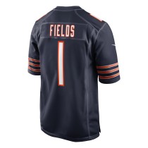 Men's Chicago Bears Justin Fields Number 1 Nike Navy Game Jersey