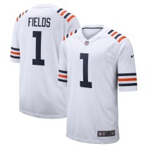 Men's Chicago Bears Justin Fields Number 1 Nike White Alternate Classic Game Jersey